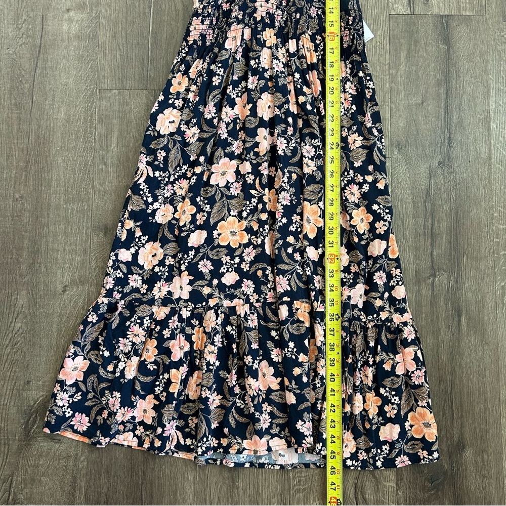Old Navy Navy Floral Midi Dress with Blush Flowers - Picture 12 of 14